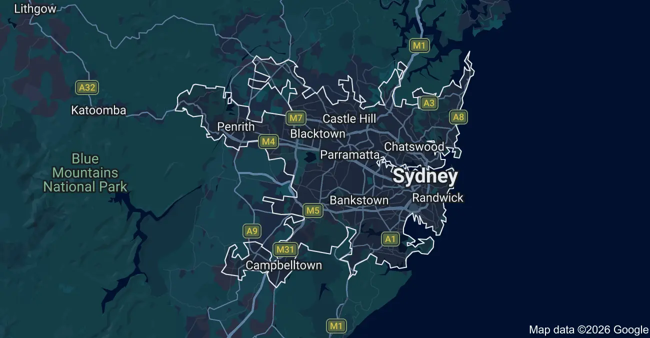 Sydney service area map